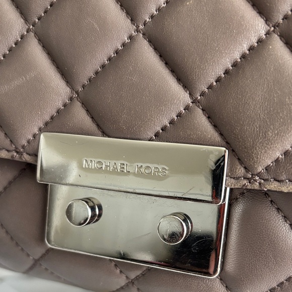 Michael Kors Quilted Chain-Strap Shoulder Bag in Taupe Brown - Picture 3 of 17